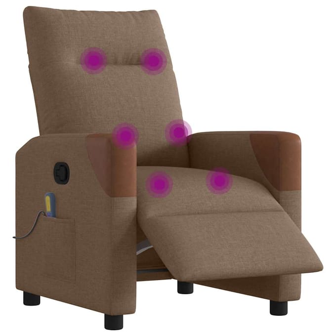 vidaXL - Massagestoel - elektrisch - verstelbaar - stof - bruin