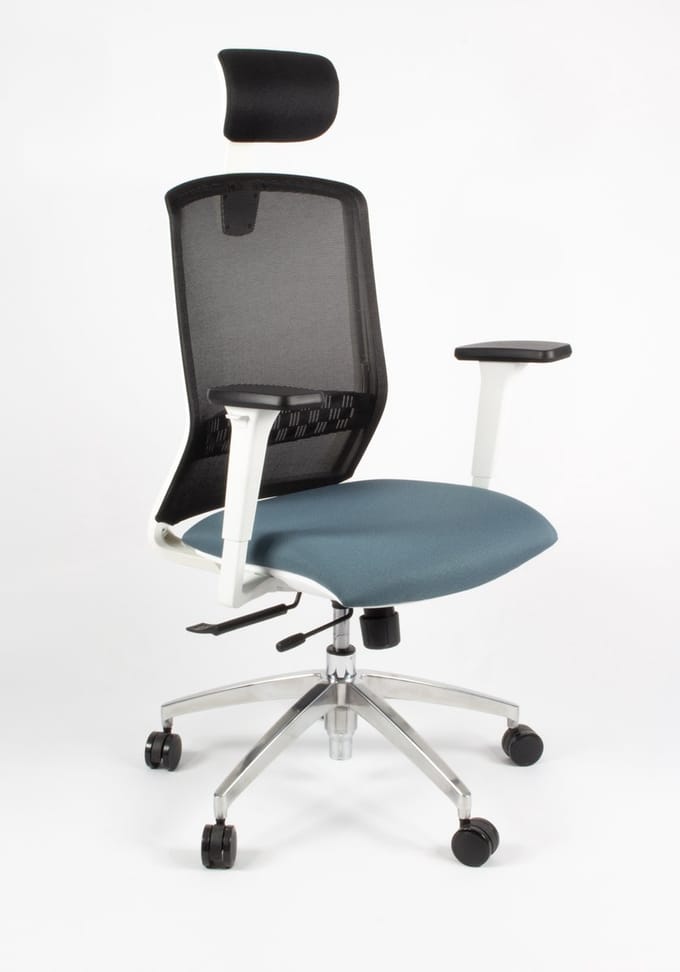Linea bureaustoel Tekna White 01/PT - ergonomisch EN1335 - met hoofdsteun - multi verstelbaar - zwart/grijs