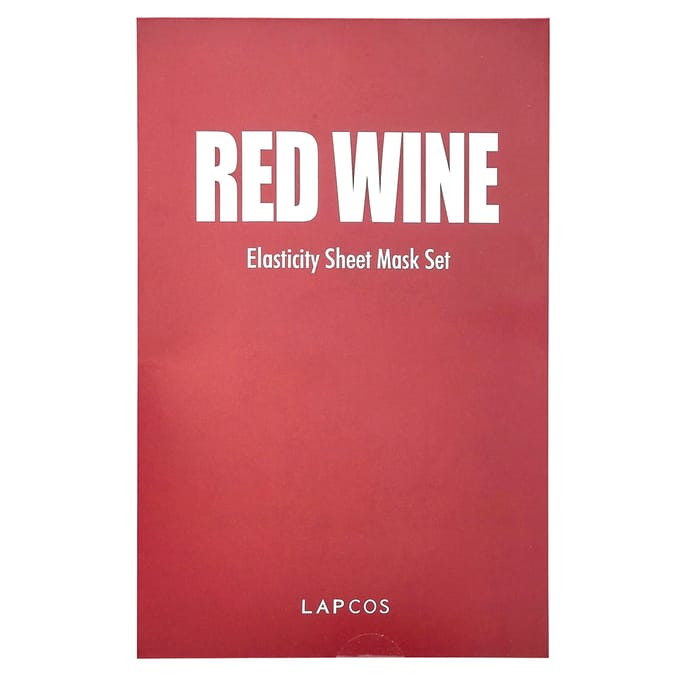 Lapcos, Ensemble de Masques de Beauté au Vin Rouge, Élasthanne, 5 feuilles, 30 ml (1,01 once liquide) chaque brown