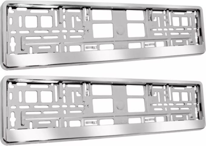 Xtrobb Kentekenplaathouder - 2x stuks - zilver - ABS - 53 x 14 cm - nummerplaathouder - kentekenplaat - auto