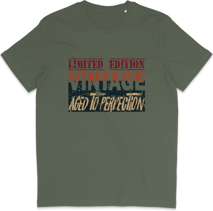Grappig Heren en Dames T Shirt - Vintage Print Limited Edition - Khaki Groen - M