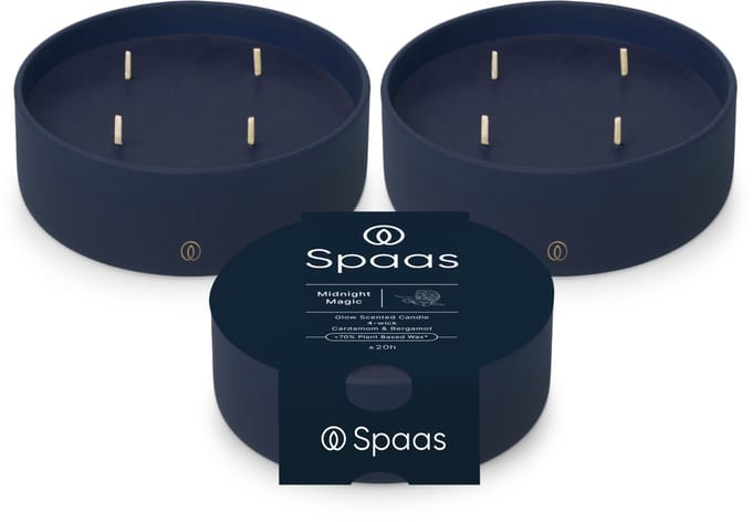 Spaas Glow Geurkaars in glas - Set van 3 kaarsen - Kardemom en Bergamot - circa 20u - Midnight Magic