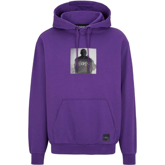 Boss Heren Silhouette Pullover Hoodie (Donkerpaars)