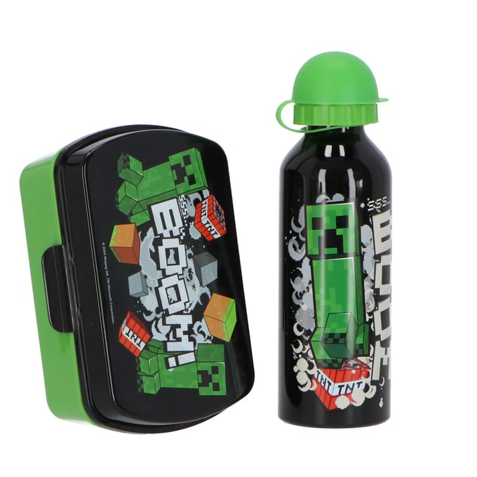 Minecraft Broodtrommel en Drinkfles - Schoolset - Lunchset - Lunchtrommel en drinkfles/drinkbeker/bidon