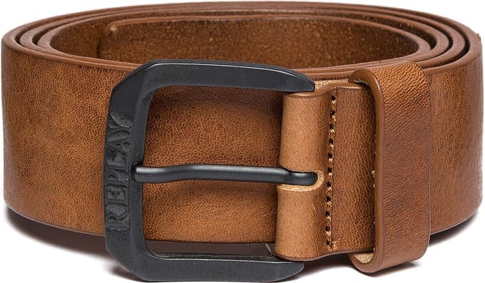 REPLAY Leren Riem Vintage Leather Belt W95 Tan Bruine