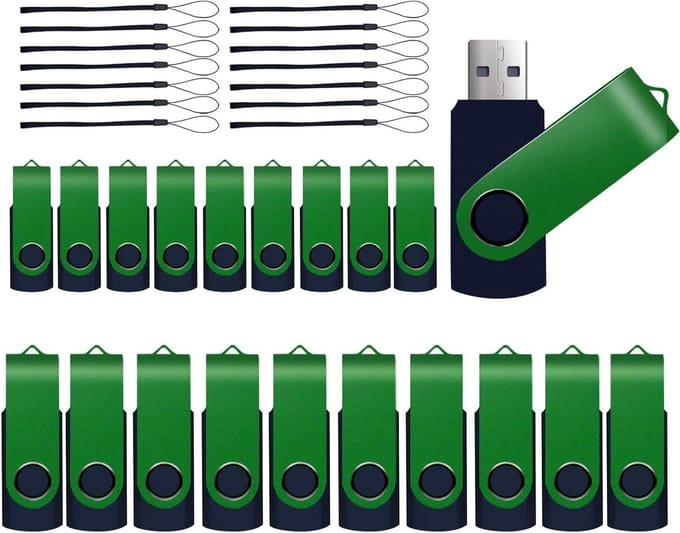 USB Sticks - Geheugensticks - Digitale Data Opslag - Draaibare Aluminium Cover - 20 Stuks 2 GB - Groen