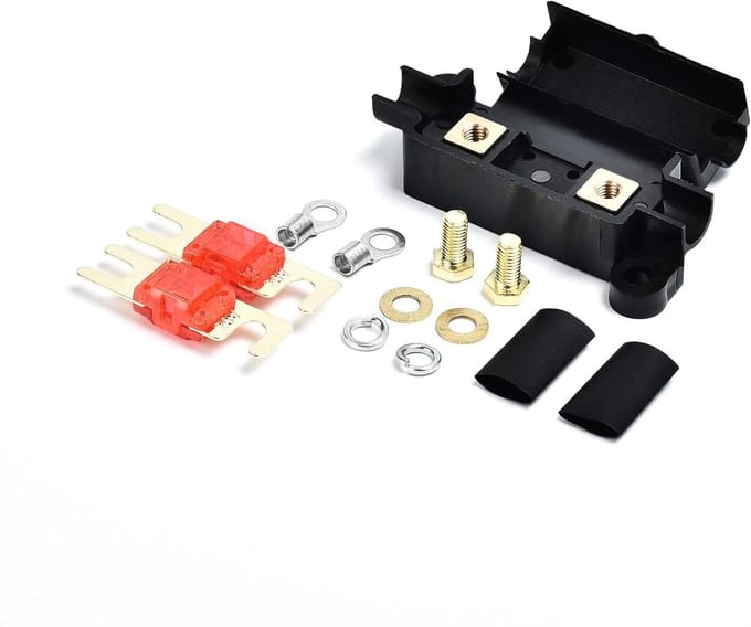 Fusebekker 12V 50A met 2 lamelfuses - Waterdichte bescherming voor auto, vrachtwagen en boot