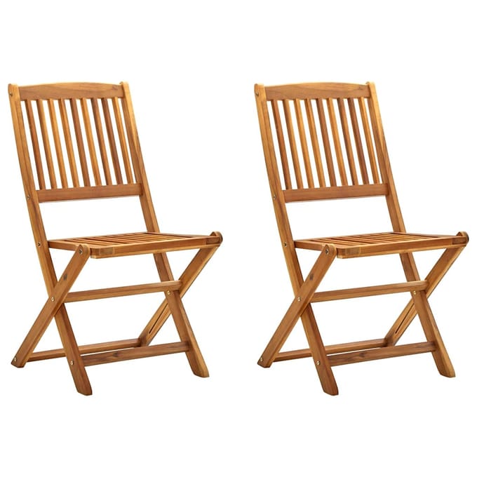 vidaXL - Opklapbare - stoelen, - 2 - stuks, - massief - acaciahout