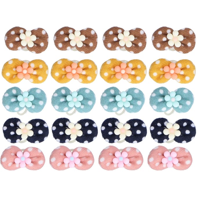 20 Stuks Hond Haarstrikken Polyester Kleurrijk Huisdier Haaraccessoires voor Honden Katten Decoratie gray