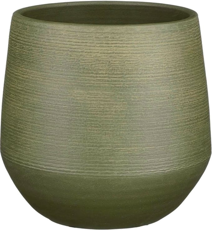 Mica Decorations Plantenpot - terracotta - donkergroen relief - D24/H23 cm - bloempot
