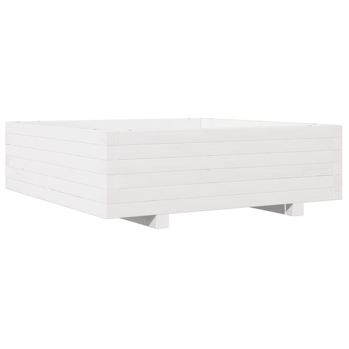 vidaXL - Plantenbak - 80x80x26,5 - cm - massief - grenenhout - wit