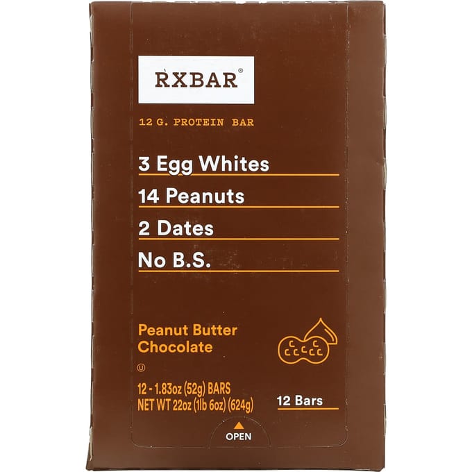 RXBAR, proteïnereep, pindakaas chocolade, 12 repen, 52g (1,83 oz) elk