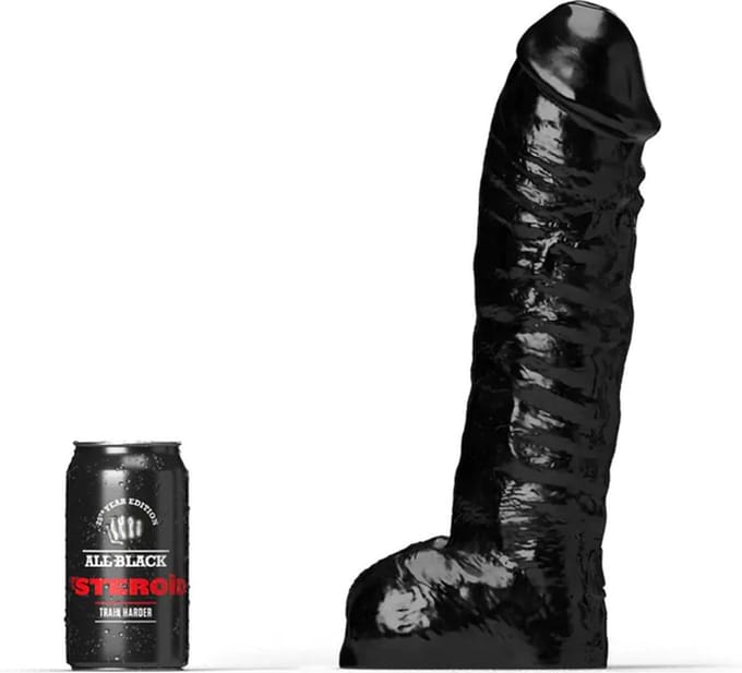 All Black Steroïd - The Gym Buddy - Dildo - 35x 8,7 cm - zwart