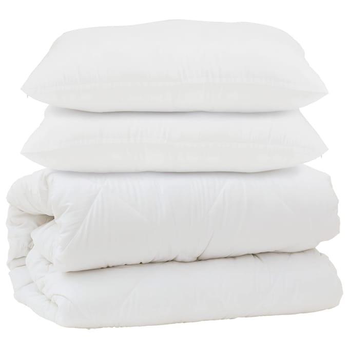 vidaXL - Dekbed - met - kussen - 3 - st - Wit - Microvezel