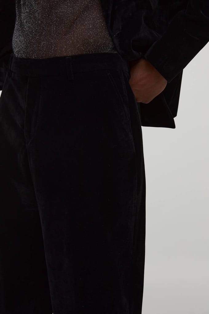 Relaxed Velour Trouser | Black | Size 38