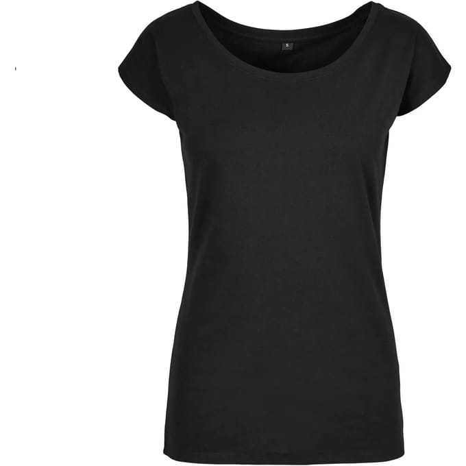 Build your Brand Ladies´ Wide Neck Tee BYBB013 - Black - S