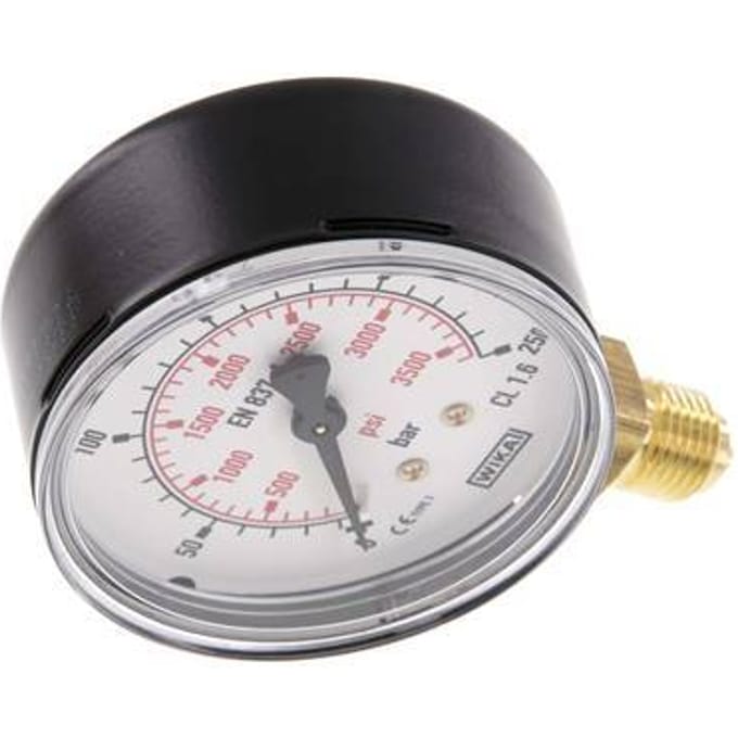0..250 Bar Manometer Onderaansluiting Staal/Messing 63 mm Klasse 1.6