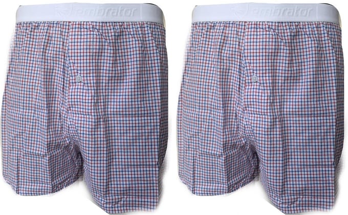 Embrator 2-stuks mannen Boxershort geruit wit/blauw/rood L