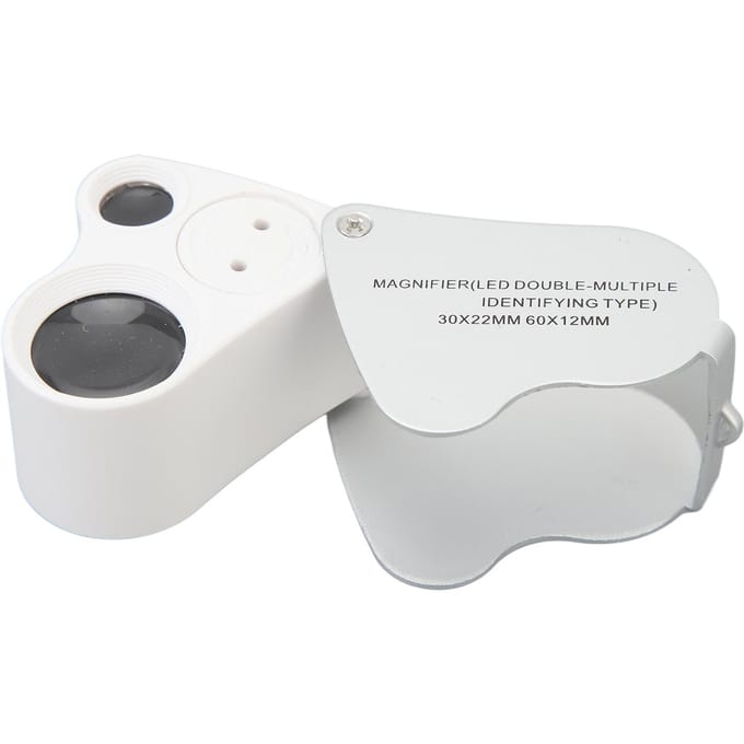 Microscope de poche mini portable à double lentille 30X 60X Lumière LED Loupe à main Mini poche