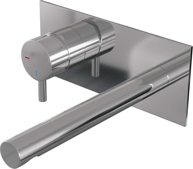 Brauer Chrome Edition inbouw wastafelmengkraan met rechte uitloop en afdekplaat model B2 chroom