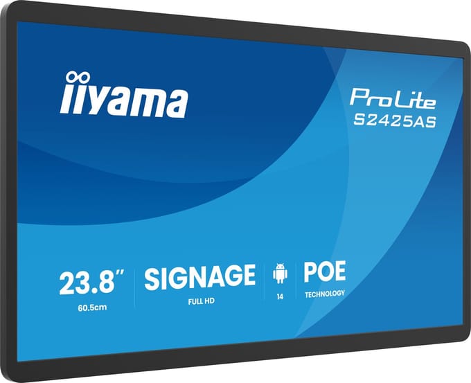 iiyama ProLite S2425AS-B1P Digitale signage flatscreen 60,5 cm (23.8") LCD Wifi 500 cd/m² Full HD Zwart Type processor Android 24/7