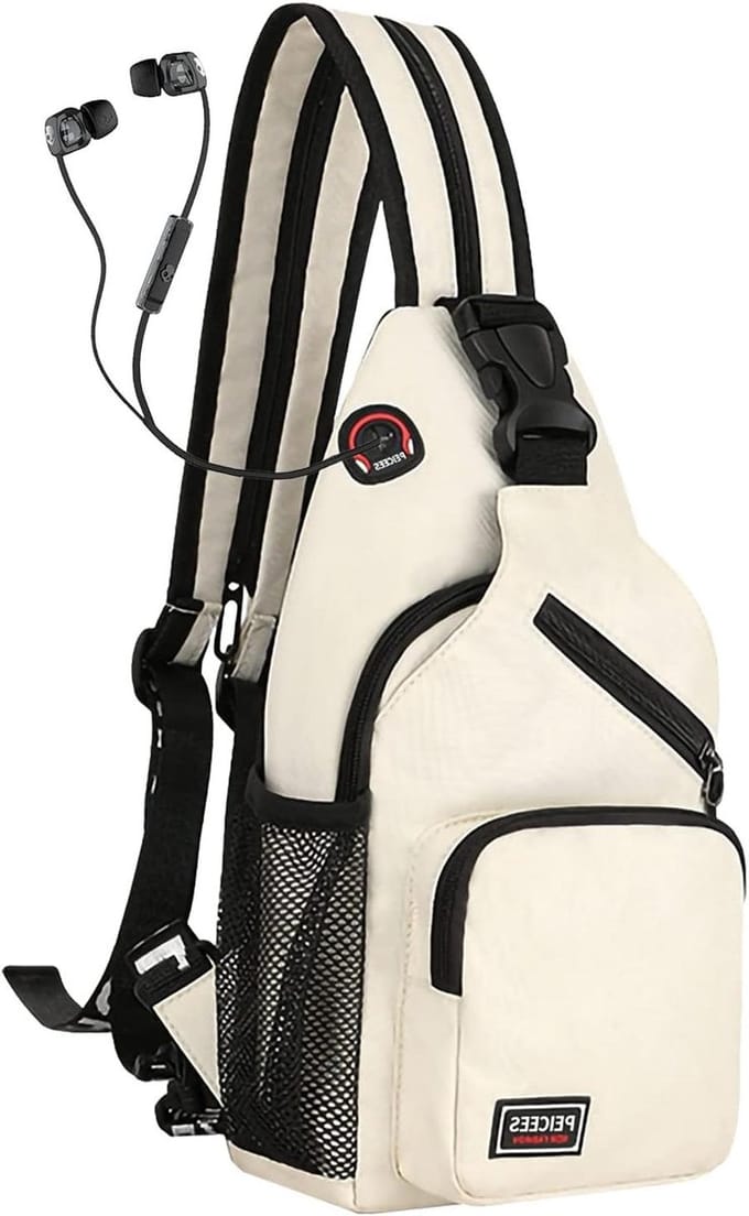 Borsttas Heren Dames - Sling Bag - Dagelijks Gebruik - Verstelbare Band - 10x18x33 cm - Wit