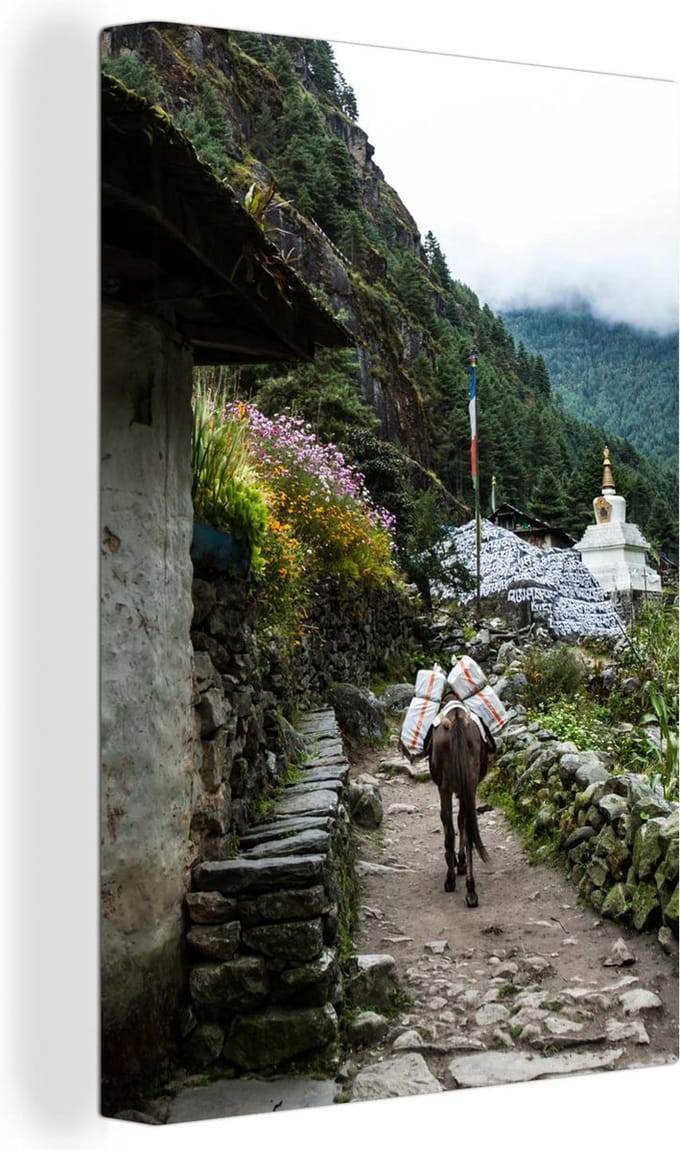 Canvas Schilderij Everest basiskamp Nepal fotoprint - 40x60 cm - Wanddecoratie