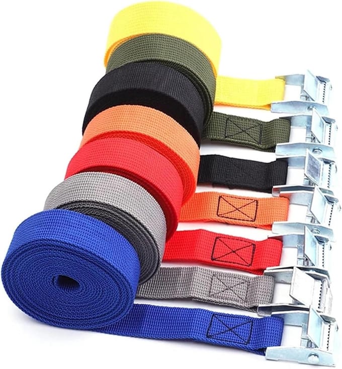 Sjorbanden Set - Spanbanden Lading - Vervoer Beveiligen - Snelle Klem - 5 Meter Lengte - Rood