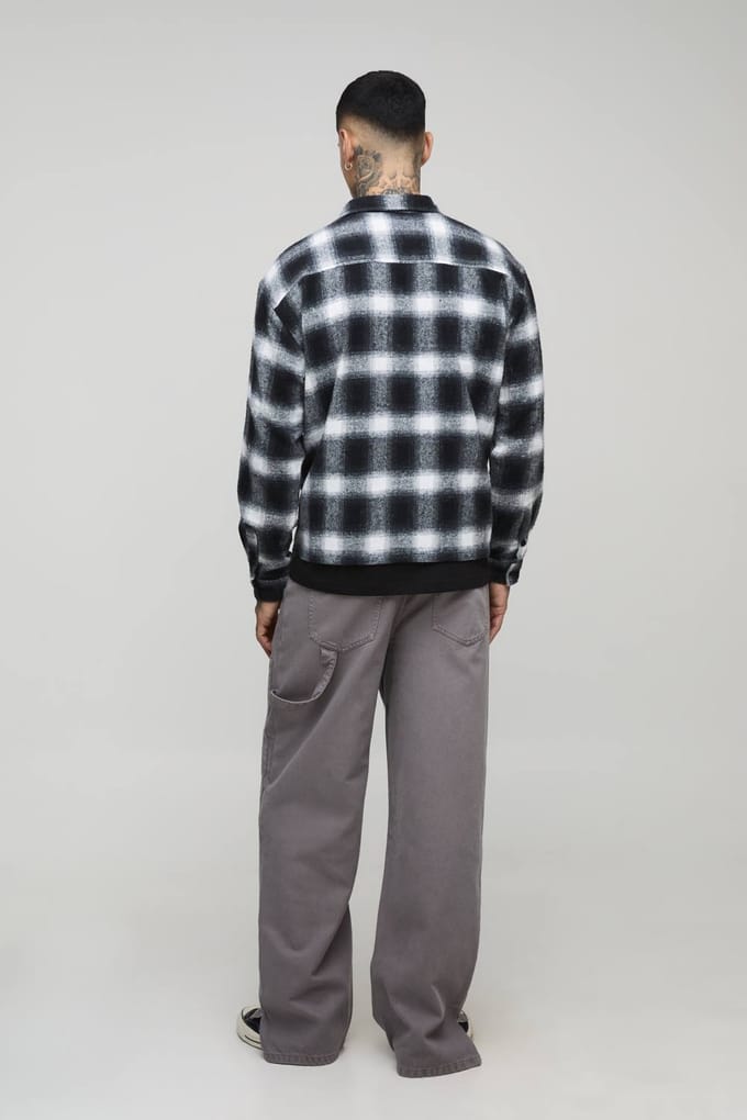 Tall Relaxed Overdye Carpenter Split Hem Trouser In Charcoal | Size 48