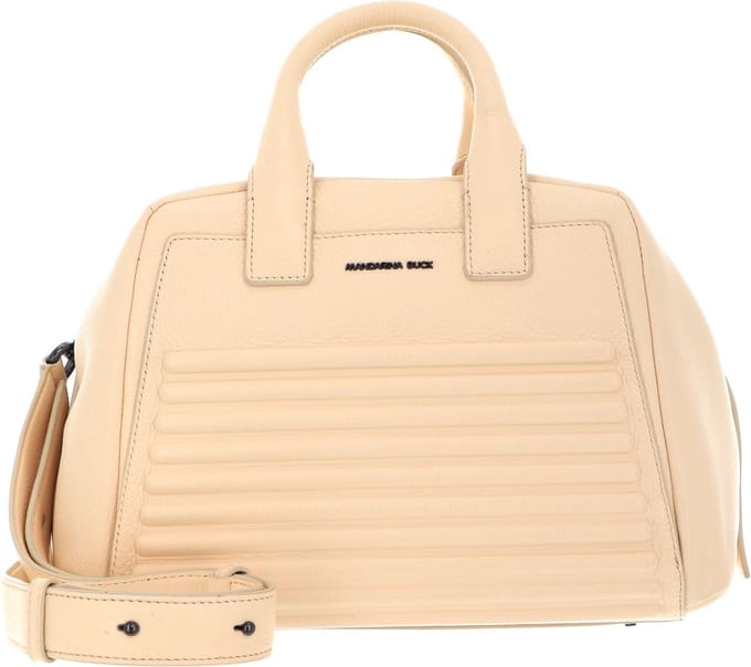 MANDARINA DUCK Leren Handtas Schoudertas I-Con Tote Macadamia Beige