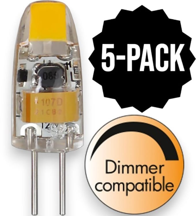 5-Pack | Capsule steeklampje - G4 - 1.1W - Extra Warm Wit - 2700K - Dimbaar