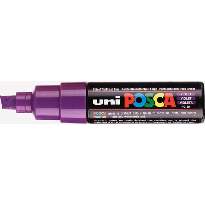 Posca marker met schuine punt schrijfdikte breed paars