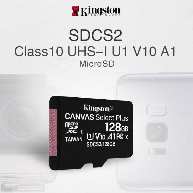 Kingston Canvas Select Plus Android A1 microSDXC Geheugenkaart, 256Gb, Klasse 10 / UHS-1 U1 SDCS3/256GBSP