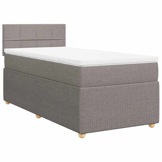 vidaXL - Boxspring - met - matras - stof - taupe - 100x200 - cm