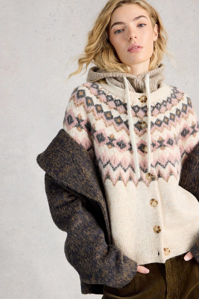 White Stuff Arctic Fairisle Cardigan Natural Multi Taglia: 18 | Giacche Outlet | Donna