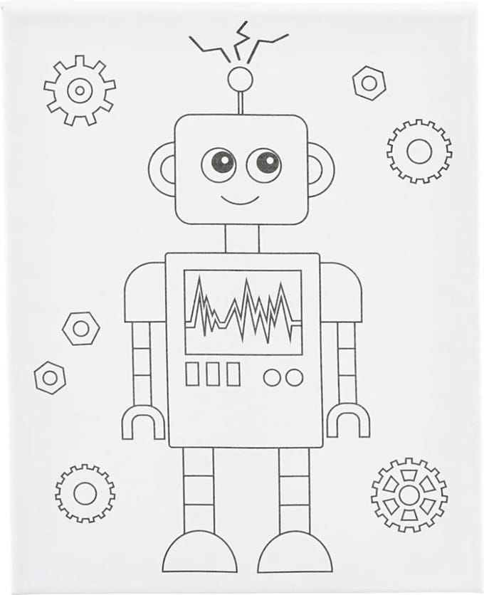 Creativ Company Painting Canvas with Print Robot - 24x30cm