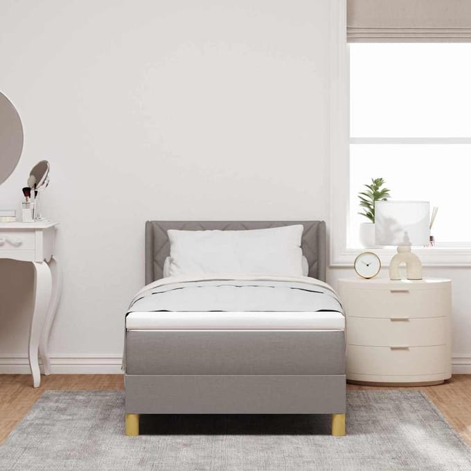 vidaXL - Boxspring - bed - met - hoofdeinde - Taupe - 200 - x - 90 - cm - Stof