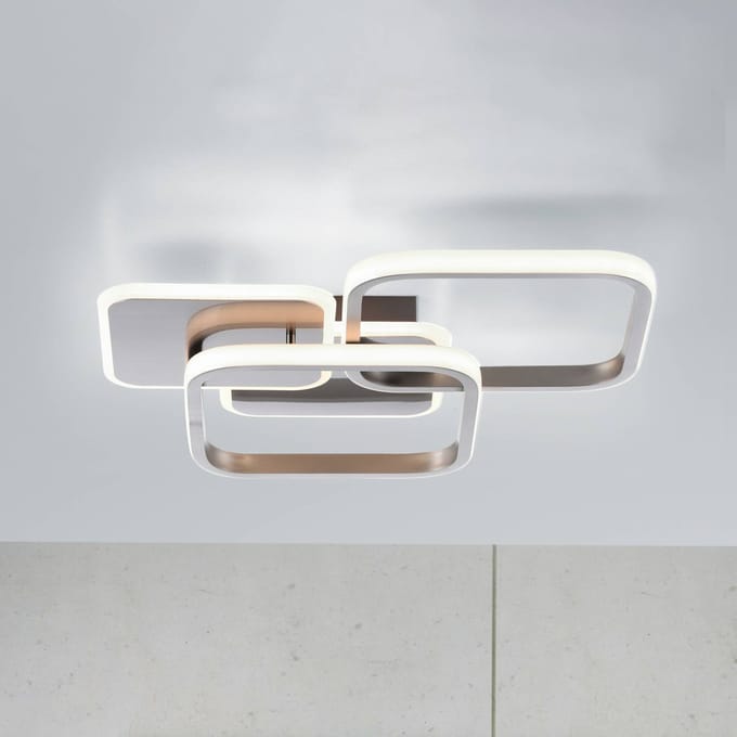 JUST LIGHT. GmbH LED plafondlamp Sevent, hoekig, 3.000 K, staal