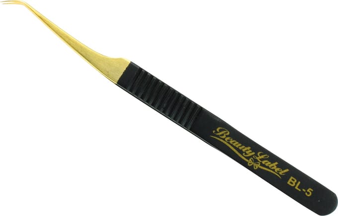 Beauty Label Pincet- Curved Tweezer -BL-5 - Zwart/Goud