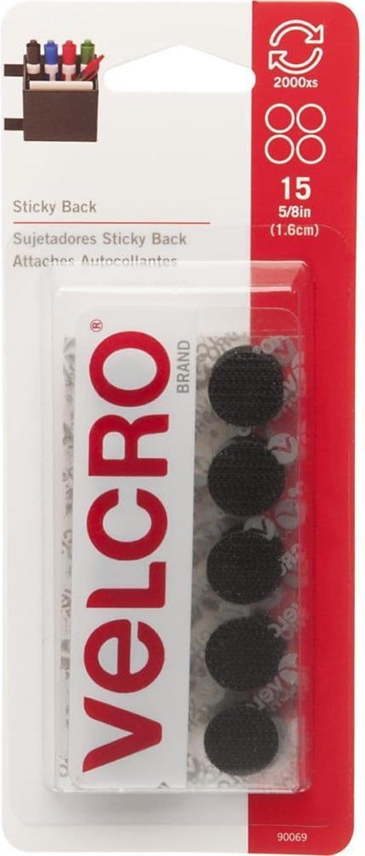 Velcro - Klittenband plakkers rond - Zwart - 15stuks