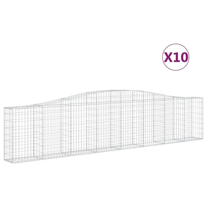 vidaXL - Schanskorven - 10 - st - gewelfd - 400x30x80/100 - cm - ijzer
