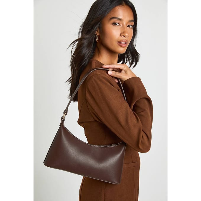 boohoo Dames Chocolade Schoudertas | Chocoladebruin