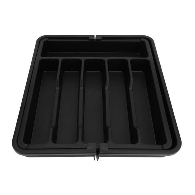 Uitbreidbare Bestekorganizer Plastic Keukengerei Bakje Bestekhouder Bestekorganizer in Lade black