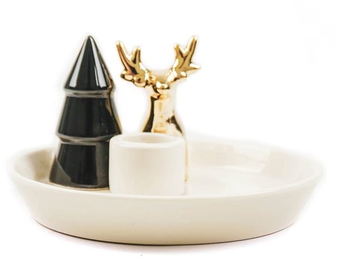 Kandelaar - Kerstboom-Rendier - 12x7x8 cm