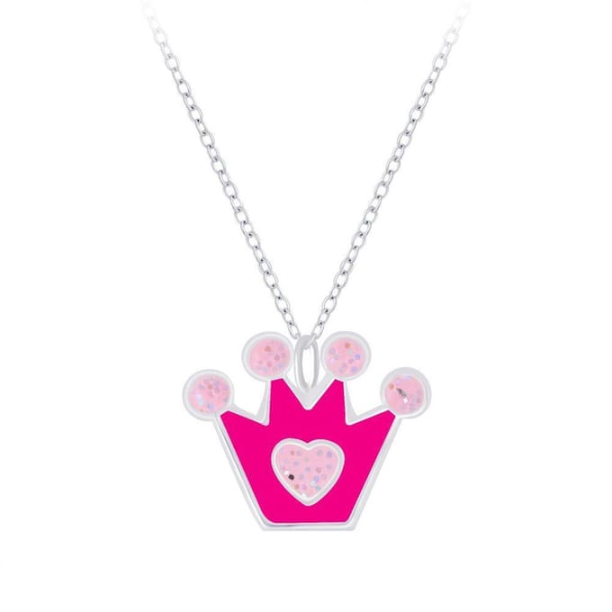 Zilveren ketting kinderen - kroontjeshanger - 925 zilver - meisjes