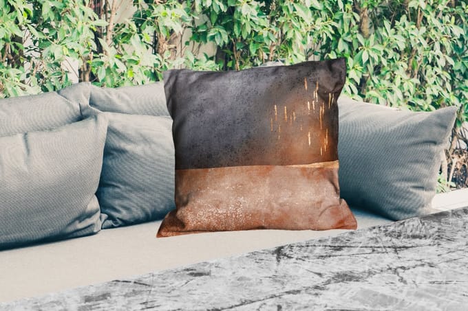 Sierkussen Buiten - Abstract - Goud - Design - 60x60 cm - Weerbestendig