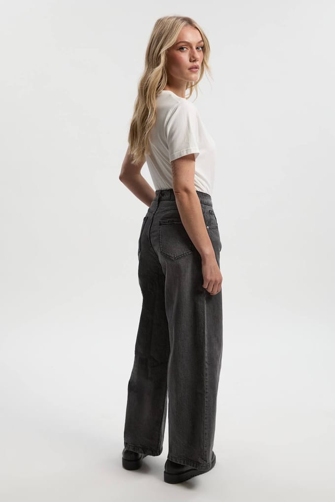 boohoo Dames Petite Basic Wide Leg Jean | Mid Grey | Maat: 14/28L