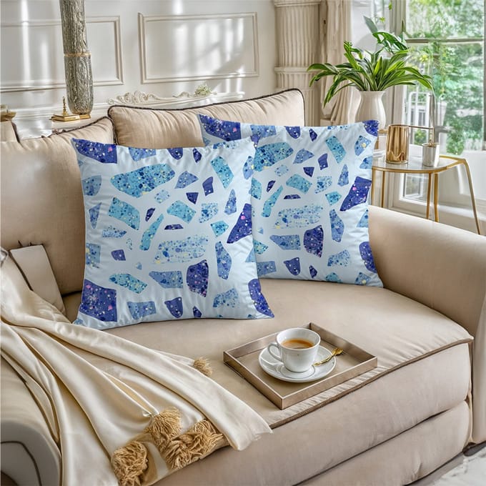 Boraboi® Luxe Decoratieve Kussenhoezen set van 2 , Zachte Suède Touch- 40x40cm -(Blauw,Wit)