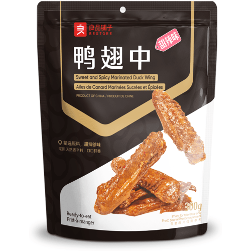Bestore Pittige Eendenvleegel Middelste Gewrichten - Kruidige Snack van Gekruide Eend, 300 g Verpakking
