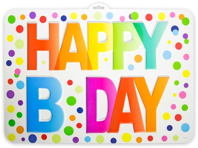 Happy Bday Stippen Deurbord - 52x38cm